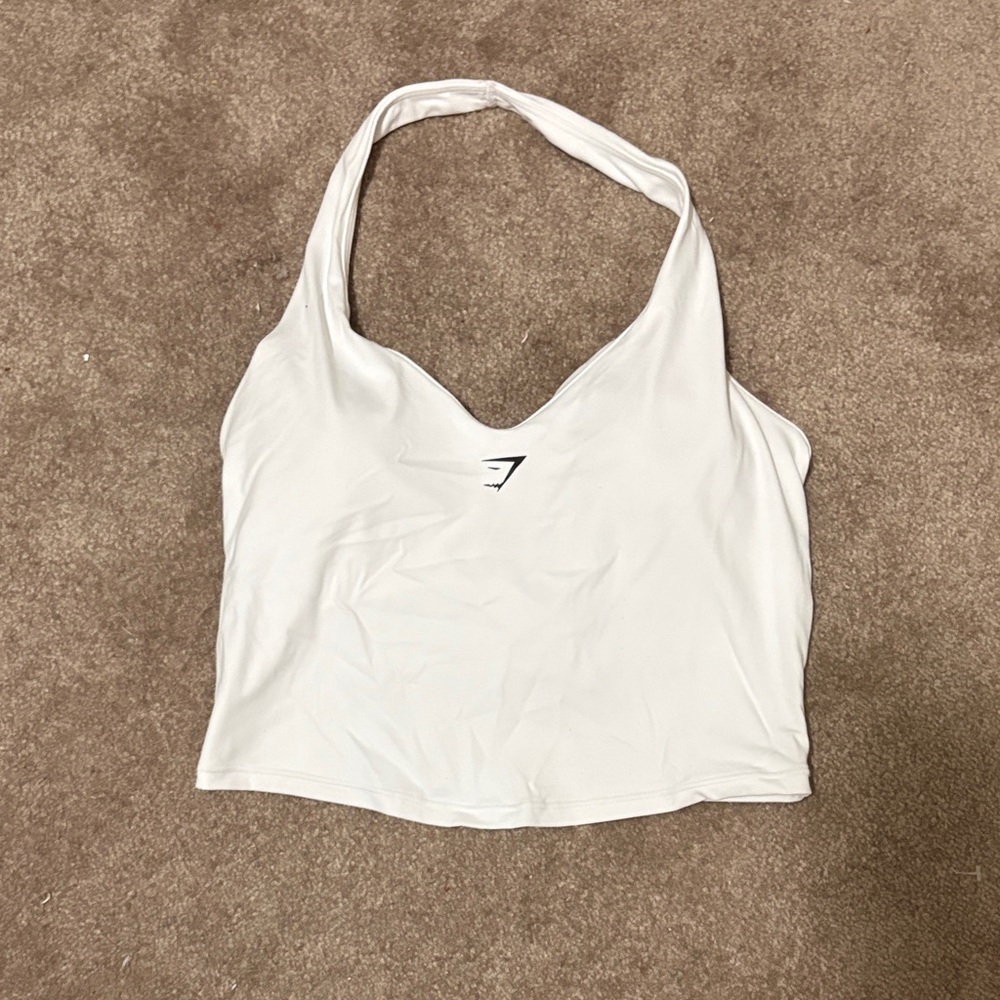 Gymshark White Halter Cami with Shelf